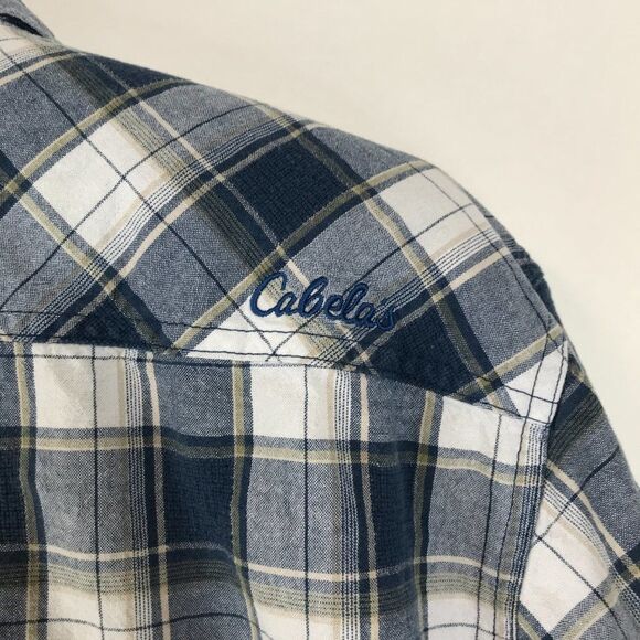 Cabela's Button Up Shirt Men's Large Plaid Short Sleeve Breathable 100% Cotton - Picture 4 of 11